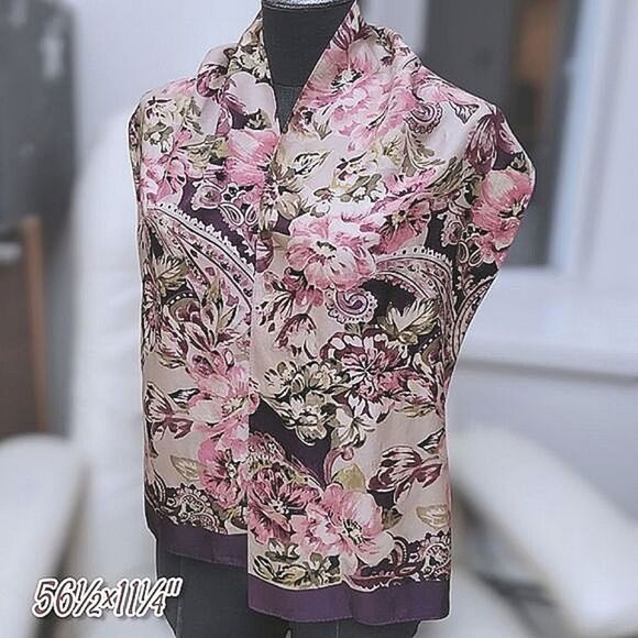 Vtg Talbots silk blush floral print scarf - Picture 1 of 8